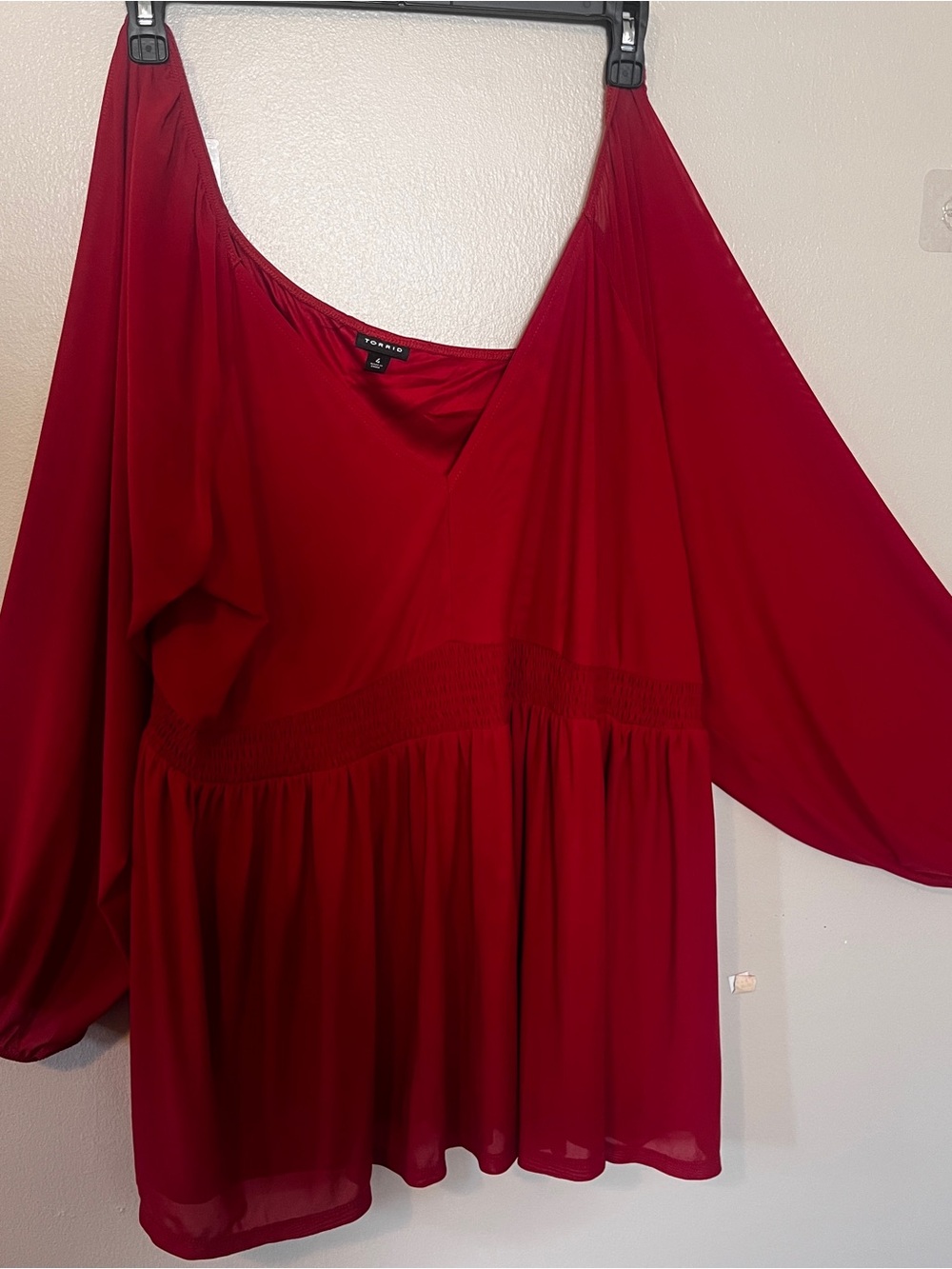 torrid Red Flowing Peasant Blouse